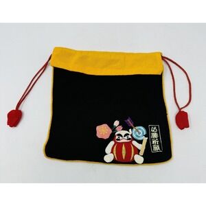 Japanese Art Oshie Shikishi Paper‎ Craft Hariko Man Drawstring Bag